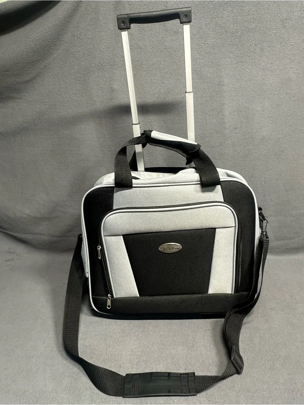 Telescoping Rolling Business Travel Bag - Black & Light Gray